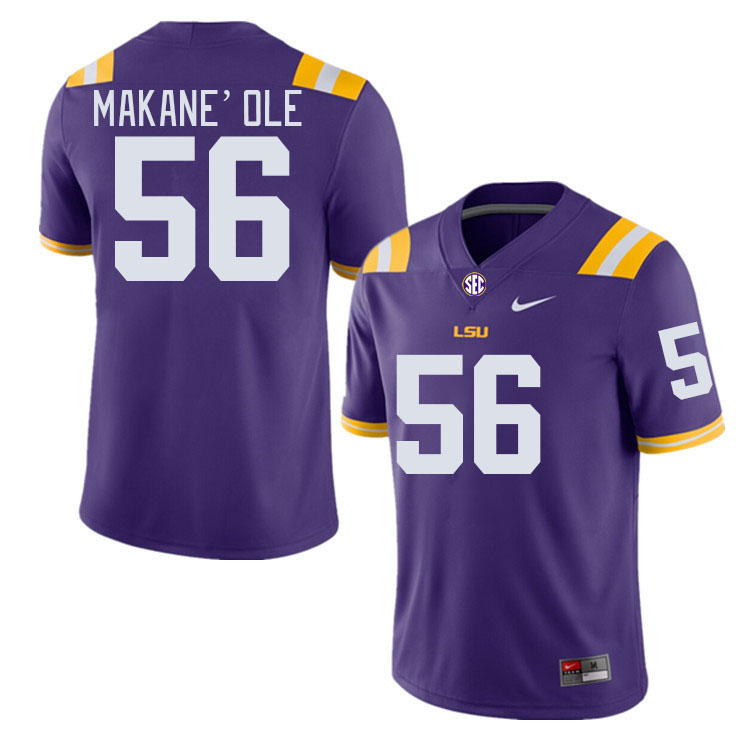 Men #56 Kimo Makane'ole LSU Tigers College Football Jerseys Stitched-Purple